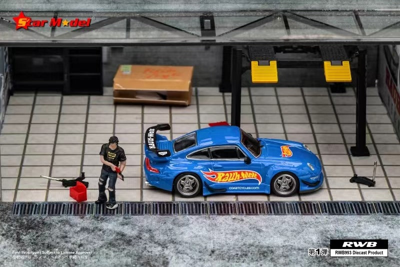 Star Model 1/64 Porsche 911 RWB993 GT Wing in Blue Rauh Livery