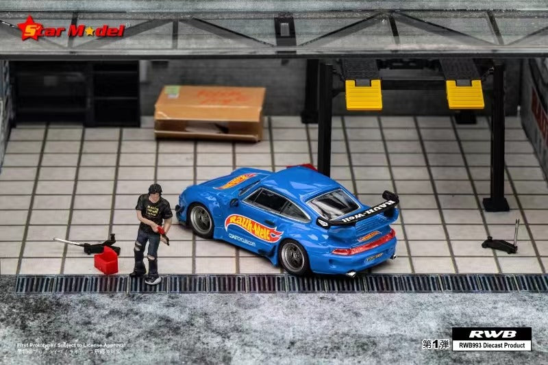 Star Model 1/64 Porsche 911 RWB993 GT Wing in Blue Rauh Livery