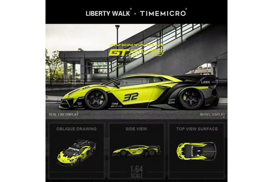 Time Micro 1/64  LBWK LB-Silhouette WORKS Lamborghini Aventador GT Evo LP700-4 in Lemon Yellow #32