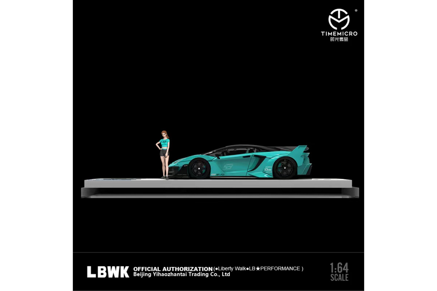 Time Micro 1/64  LBWK LB-Silhouette WORKS Lamborghini Aventador GT Evo LP700-4 in Tiffany Blue #59