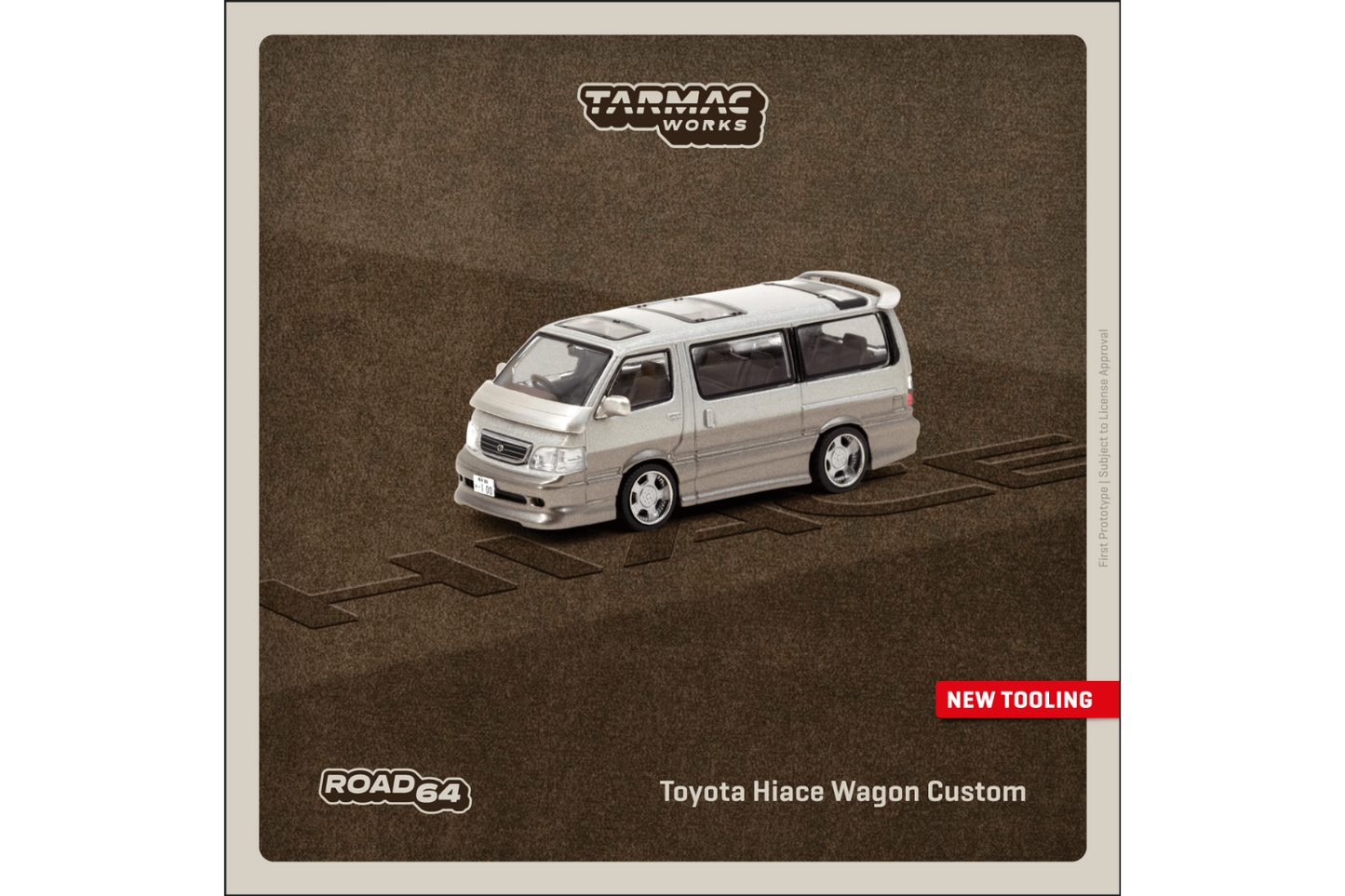 Tarmac Works 1/64 Toyota Hiace Wagon Custom in Silver/Brown