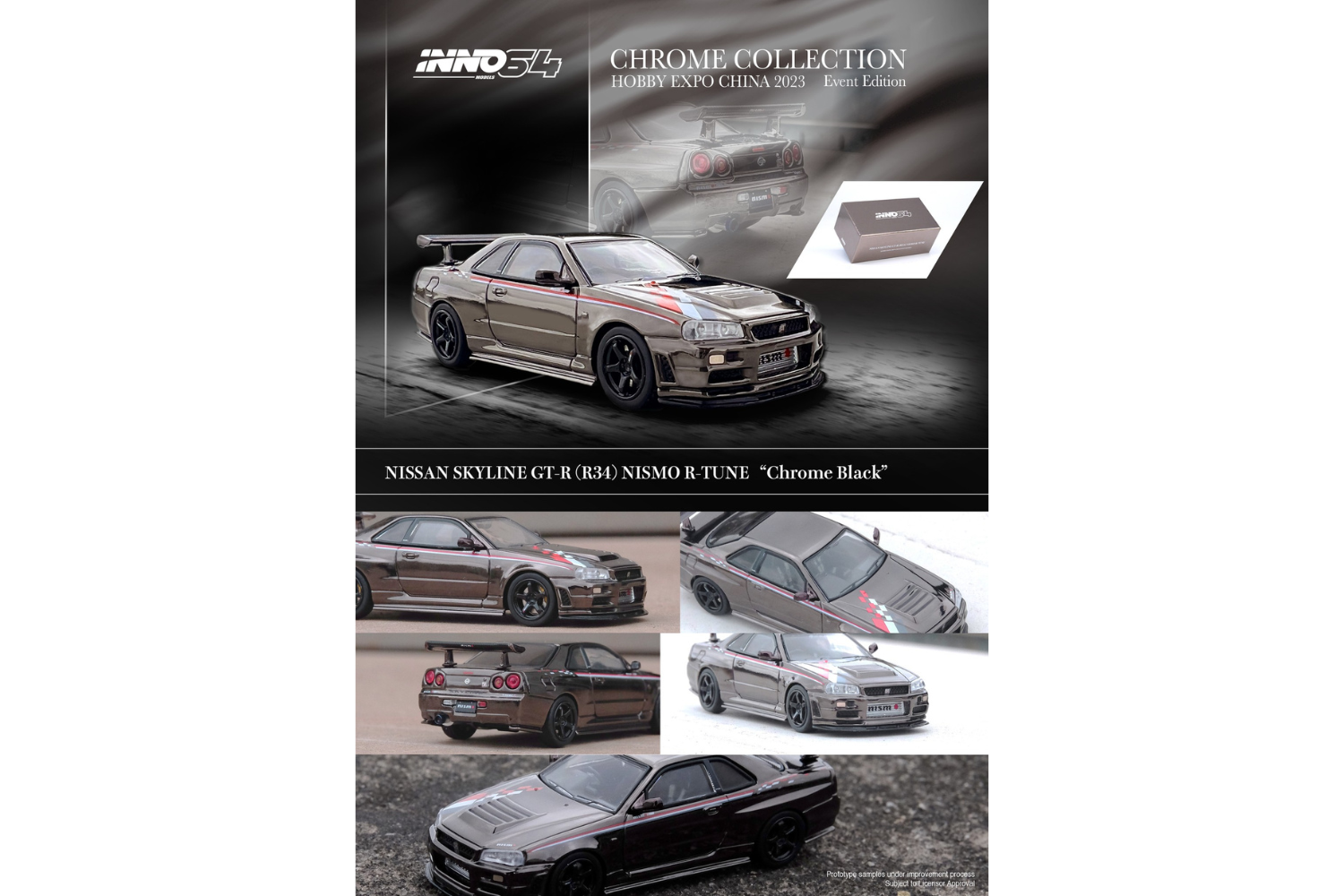 Inno64 Nissan Skyline GT-R (R34) Nismo R-Tune In Black Chrome - China Hobby  Expo 2023 Limited Event Model