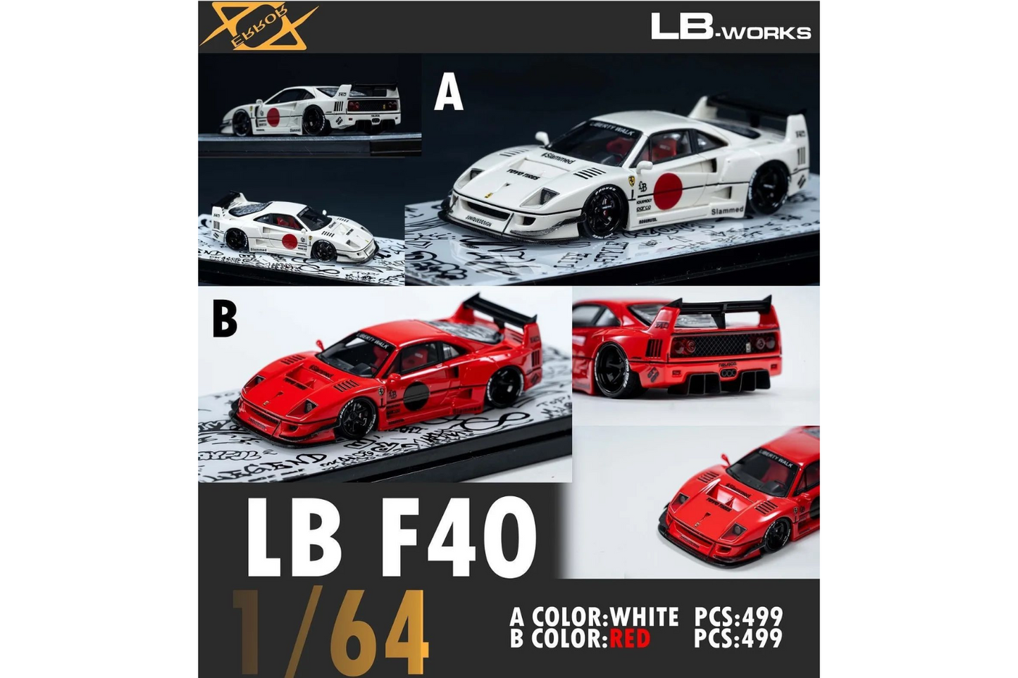 Error 404 1/64 LBWK Ferrari F40 in Red