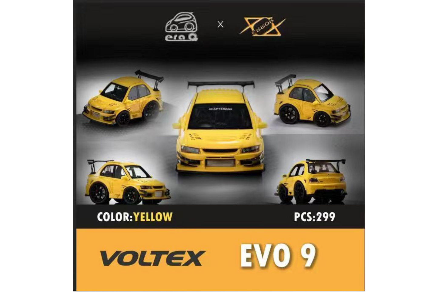 Error404 x Era Q 1/64 Voltex Mitsubishi Evolution IX in Yellow