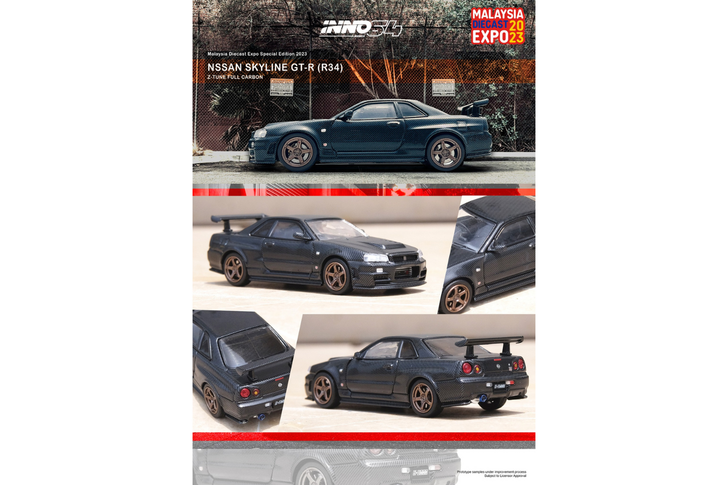 Inno64 Nissan Skyline GT-R (R34) Z-Tune in Full Carbon - Malaysia Diecast Expo 2023
