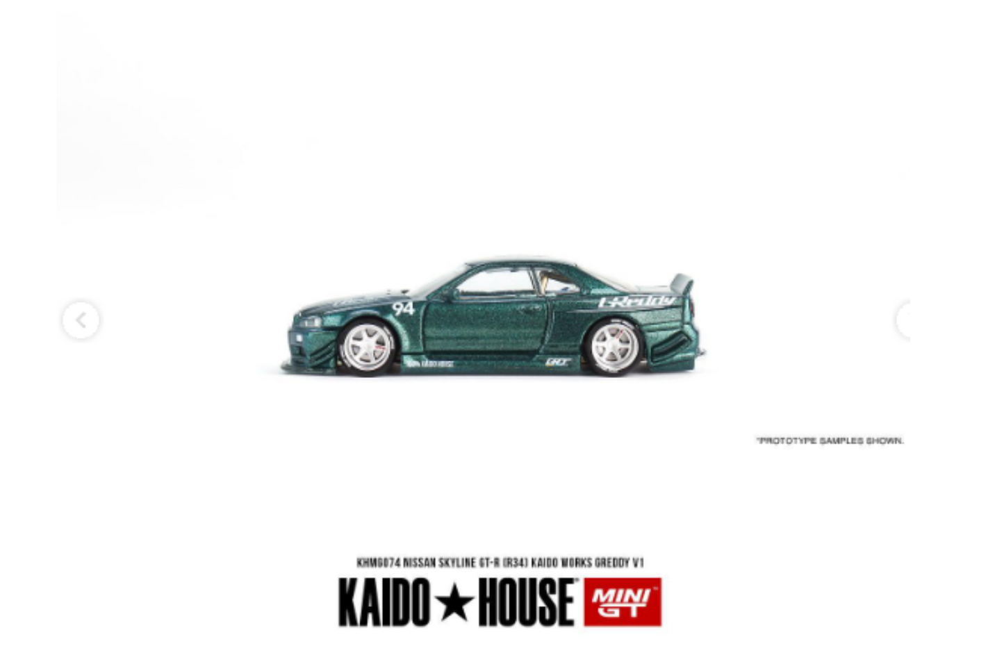 Mini GT x Kaido House Nissan Skyline BNR34 GT-R Greddy V1
