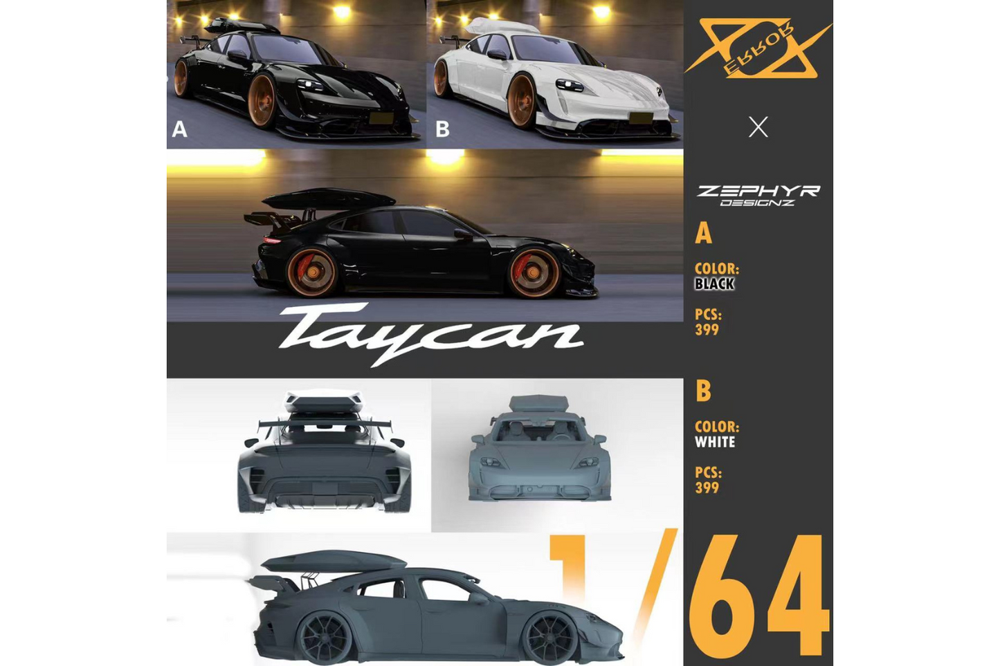Error 404 x Zephyr Designz 1/64 Porsche Taycan Wide Body