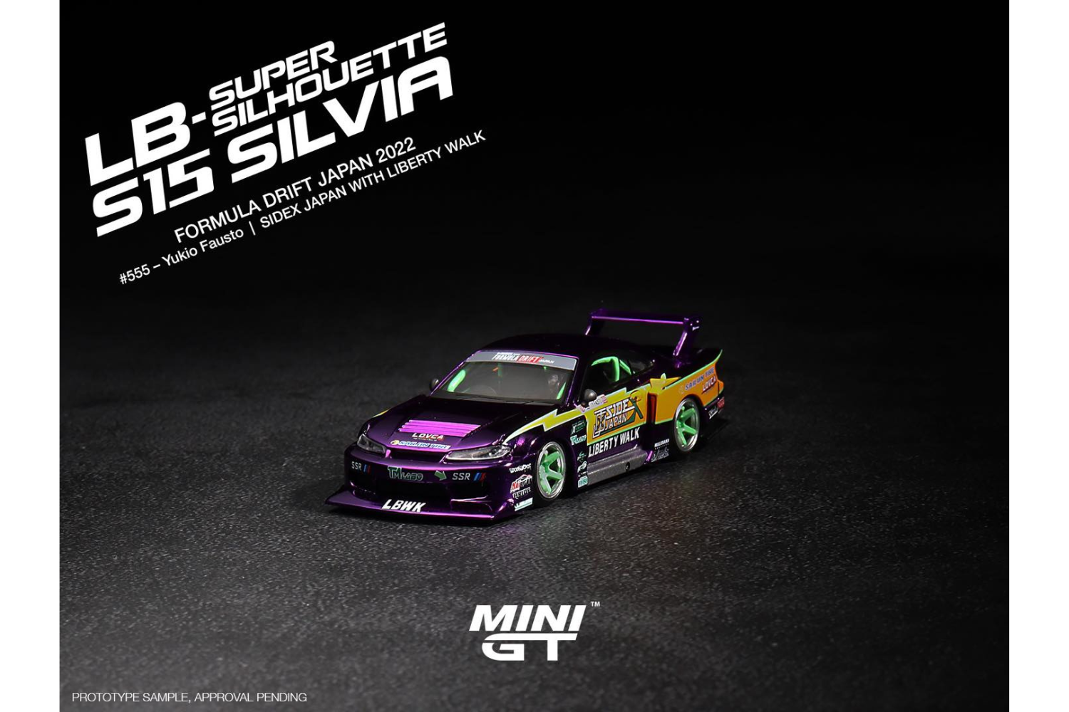 Mini GT LB-Super Silhouette Nissan Silvia S15 Formula Drift Japan 2022 #555  Yukio Fausto