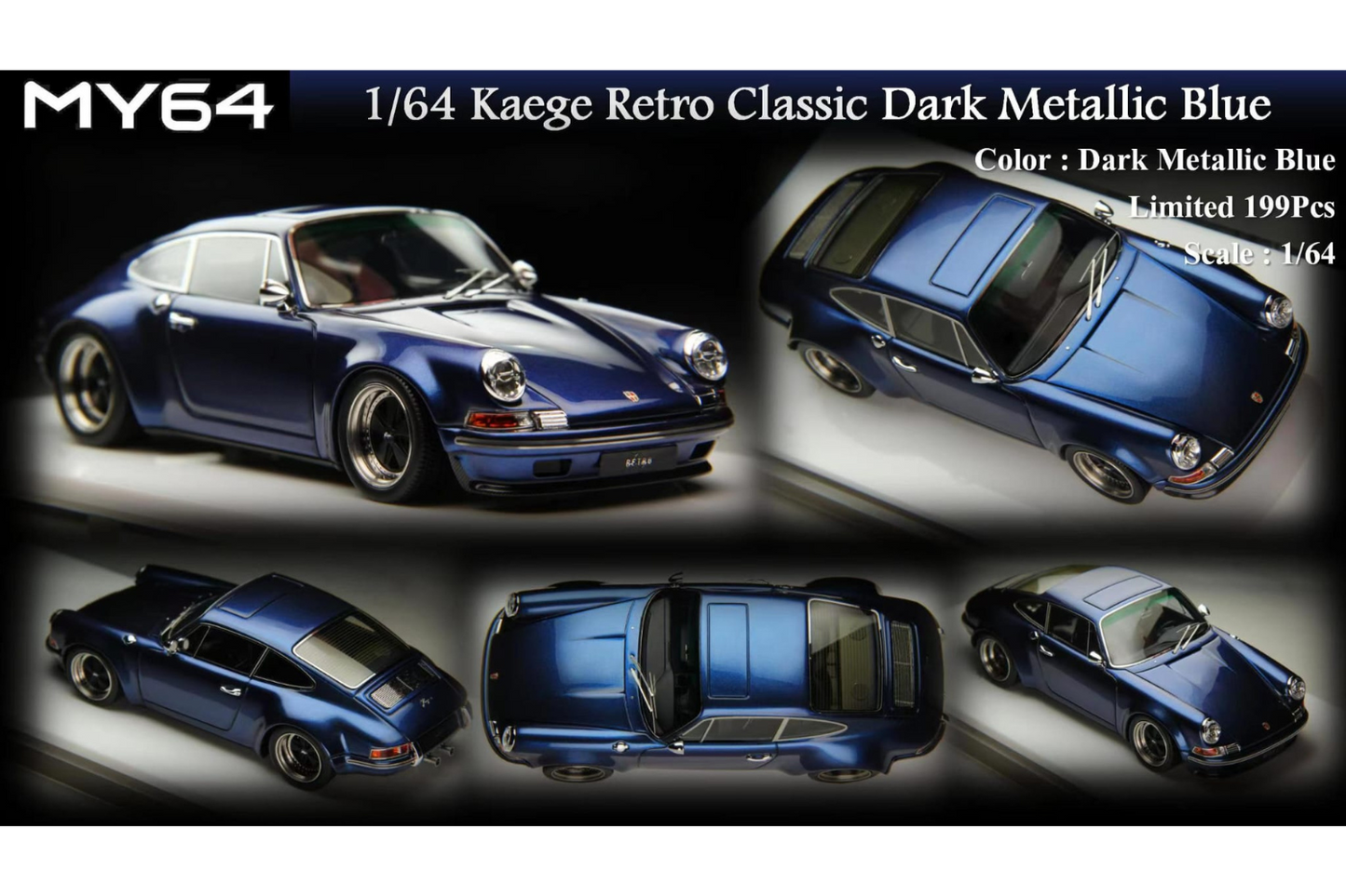 MY64 1/64 Kaege Retro Classic in Dark Metallic Blue
