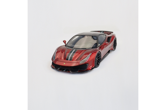 DCM 1/64 Ferrari 488 Pista Novitec in Candy Red Carbon