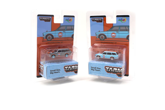 Tarmac Works 1/64 Datsun 510 Bluebird Wagon Gulf Livery Indonesia Exclusive *Chase Raw* & Original Model