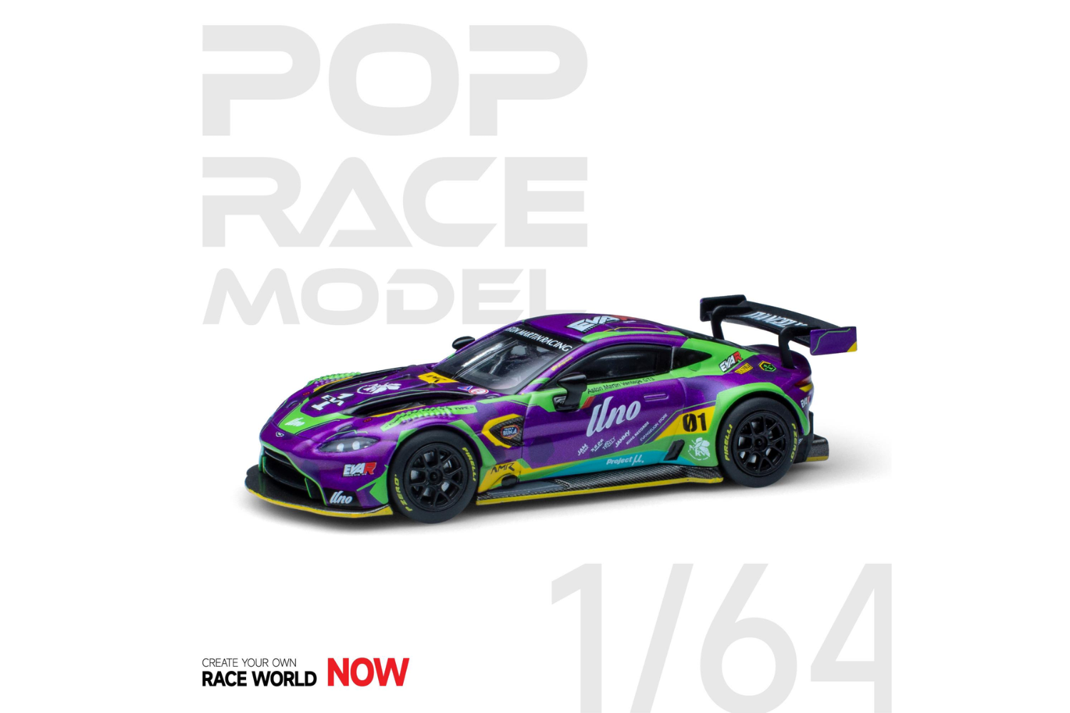 Pop Race 1/64 Aston Martin Vantage GT3 EVA RT Test Type-01 Race Car in ...