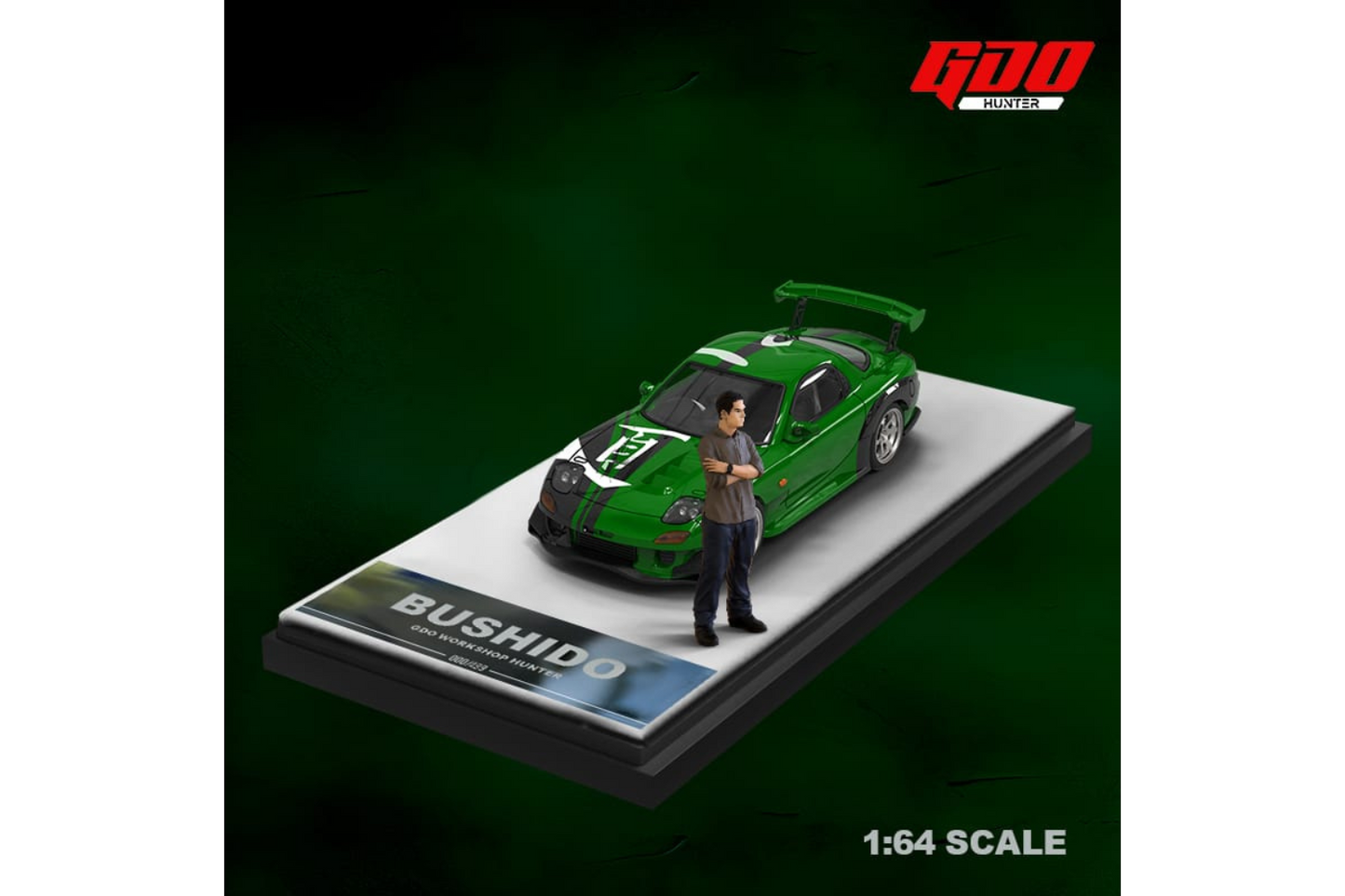 Time Micro x GDO 1/64 Mazda RX-7 (FD3S) Need For Speed Carbon Kenji Bushido Green Livery