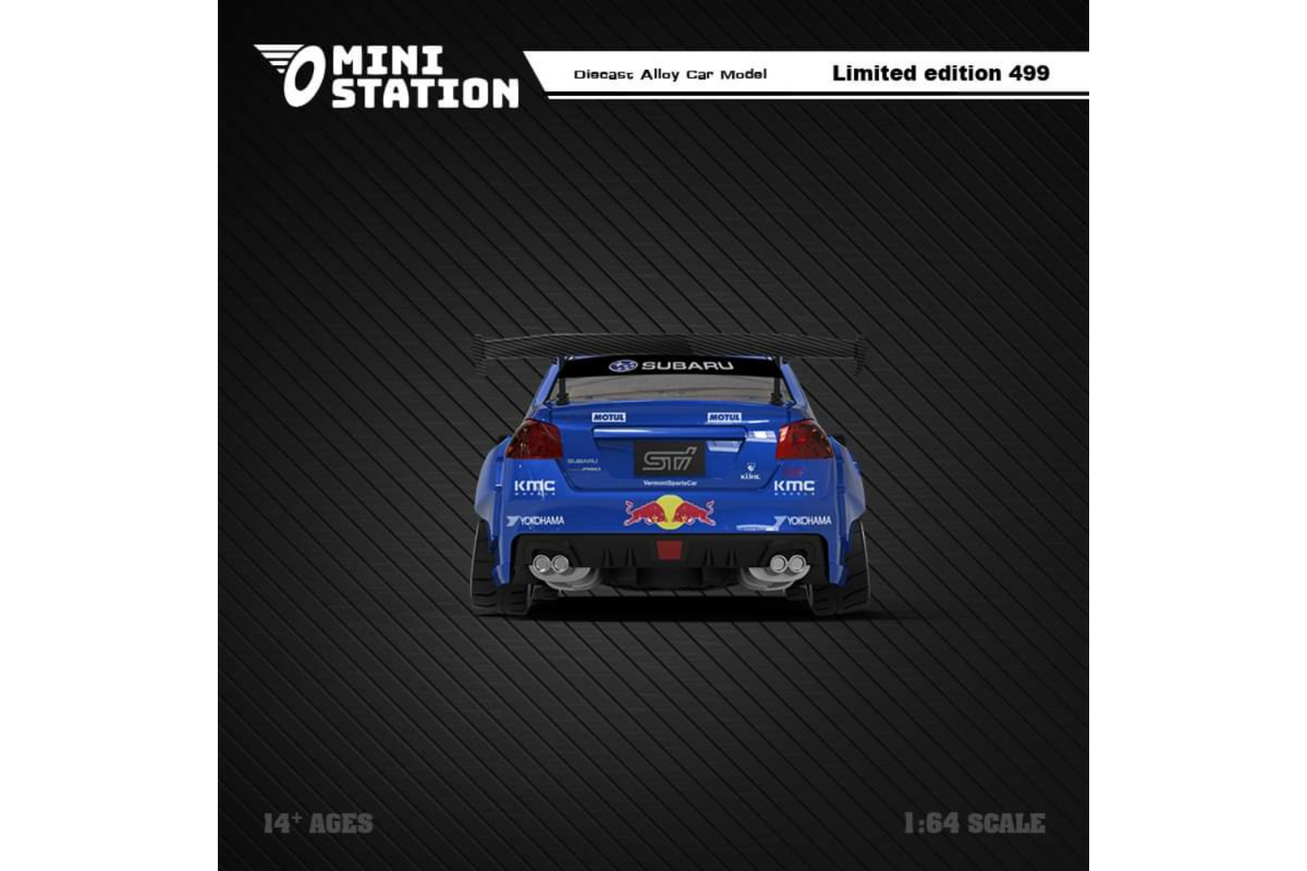 Mini Station 1/64 Subaru WRX STI in Red Bull Rally Blue Livery