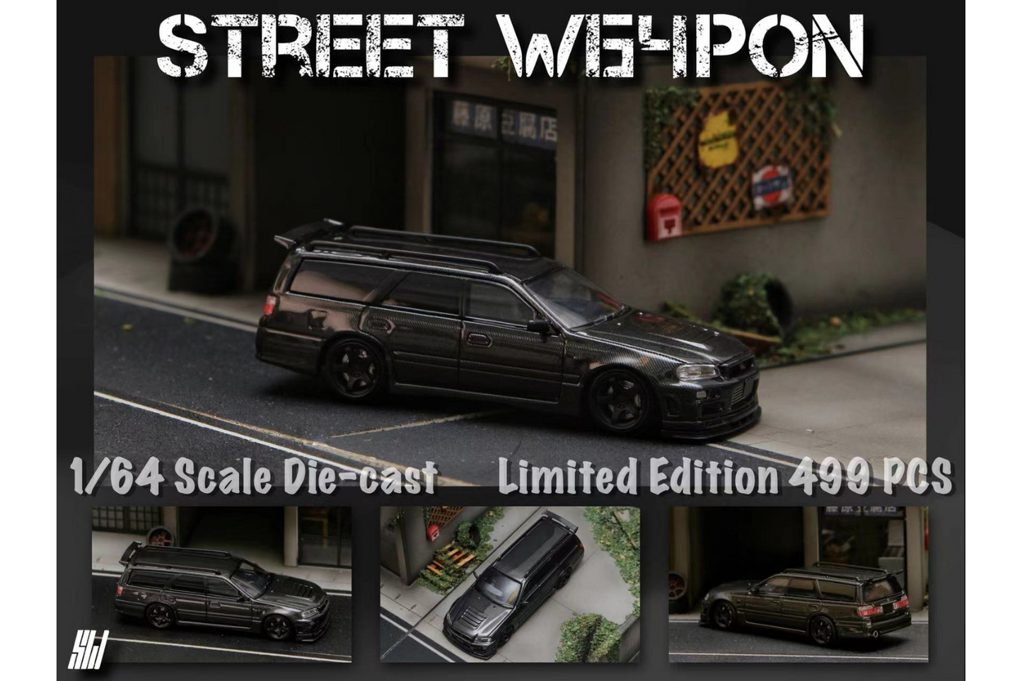 Street Weapon 1/64 Nissan Stagea (R34) GT-R Wagon in Black Carbon