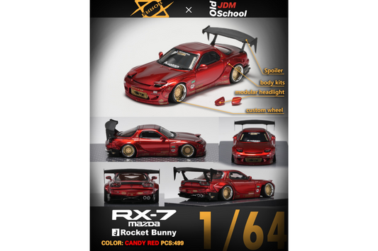 Error 404 x Old School JDM 1/64 Mazda RX-7 (FD3S) Rocket Bunny in Candy Red