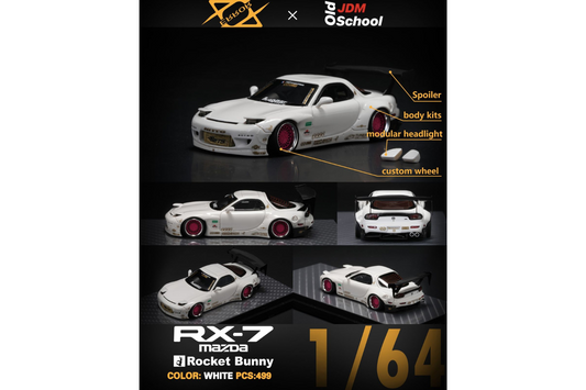 Error 404 x Old School JDM 1/64 Mazda RX-7 (FD3S) Rocket Bunny in White