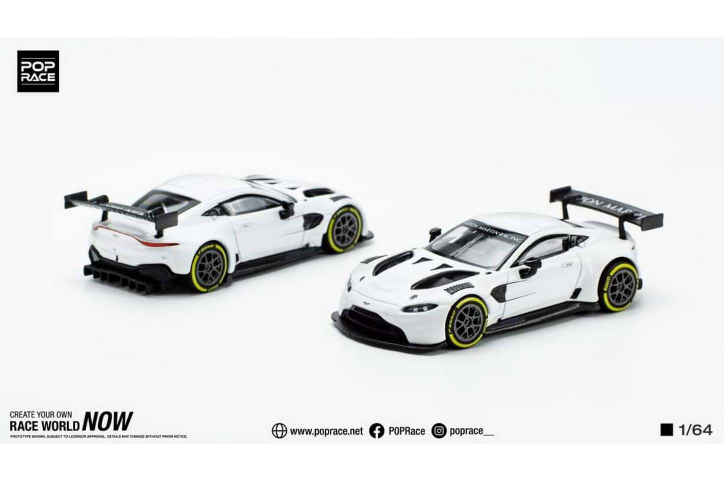 Pop Race 1/64 Aston Martin Vantage GT3 in White