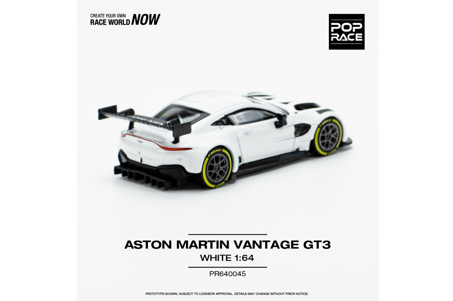 Pop Race 1/64 Aston Martin Vantage GT3 in White