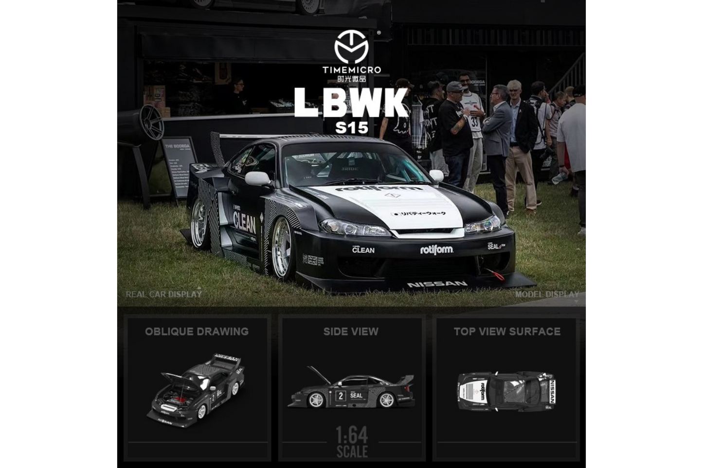 Time Micro 1/64 LB-Super Silhouette Nissan Silvia S15 in Black Time Micro 1/64 LB-Super Silhouette Nissan Silvia S15 in Black