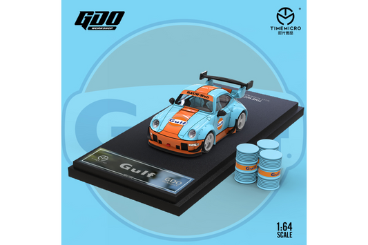 Time Micro x GDO Q Version 1/64 Porsche 911 RWB993 in Gulf Livery
