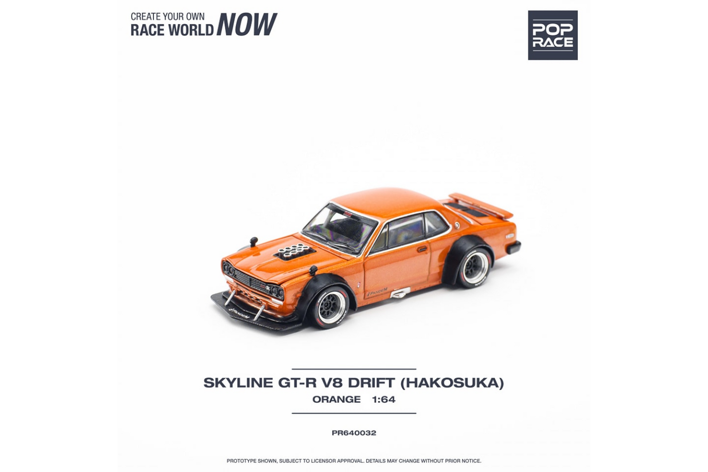 Pop Race x XCARTOYS 1/64 Nissan Skyline GT-R V8 Drift (Hakosuka)