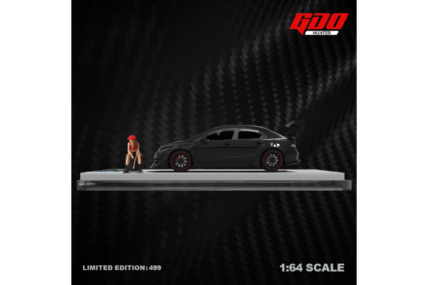 Time Micro x GDO 1/64 Honda Civic (FD2) Mugen RR in Full Black Carbon
