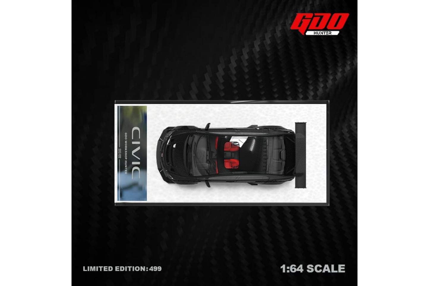 Time Micro x GDO 1/64 Honda Civic (FD2) Mugen RR in Full Black Carbon