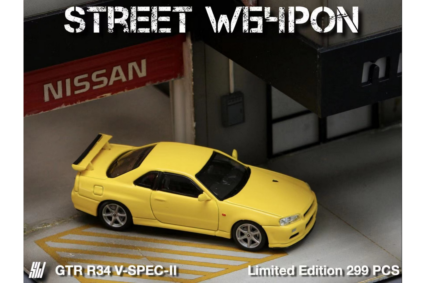 Street Weapon 1/64 Honda Civic EG6 in Knuckles Livery - Nissan Skyline GT-R (R34) V-Spec II in Yellow