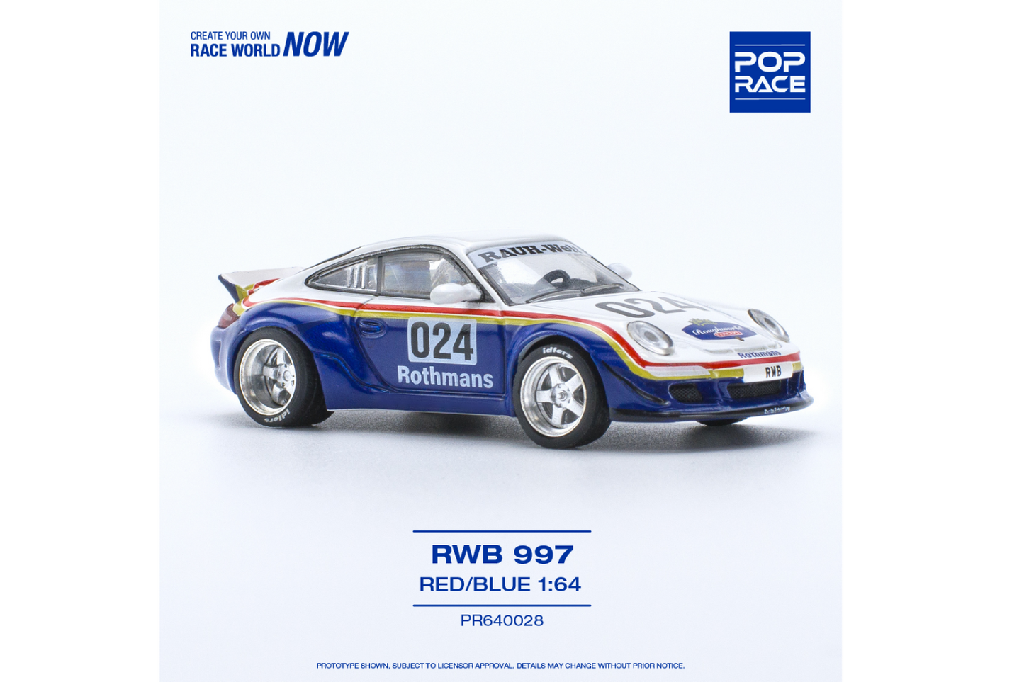 Pop Race 1/64 Porsche 911 RWB997 in Rothmans Livery