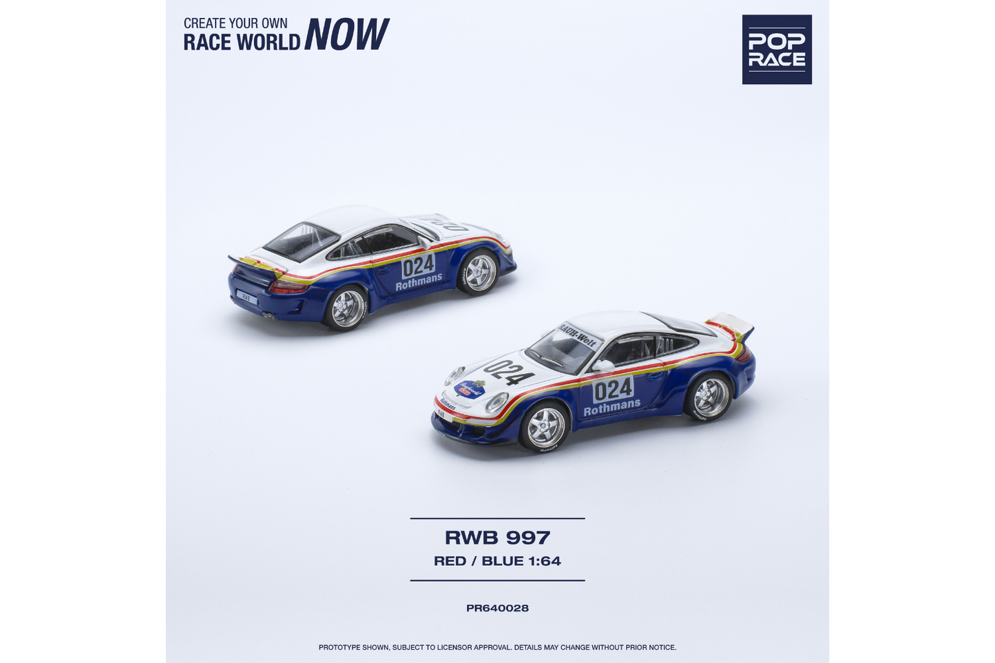 Pop Race 1/64 Porsche 911 RWB997 in Rothmans Livery