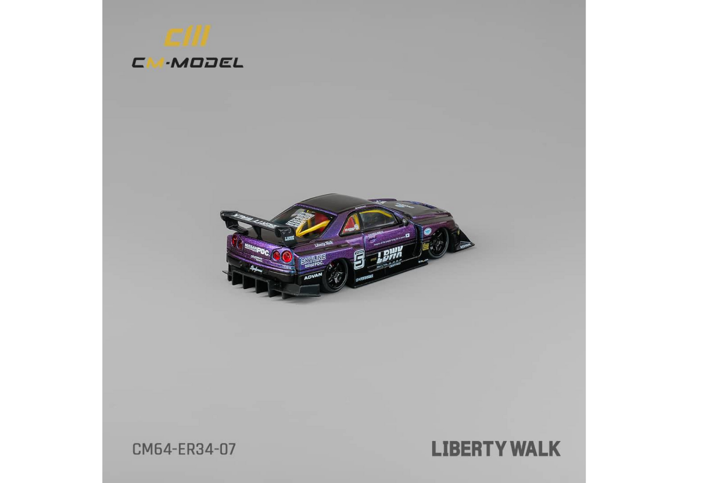 CM Model 1/64 Liberty Walk Nissan Skyline ER34 Super Silhouette #5 LBWK in Chameleon
