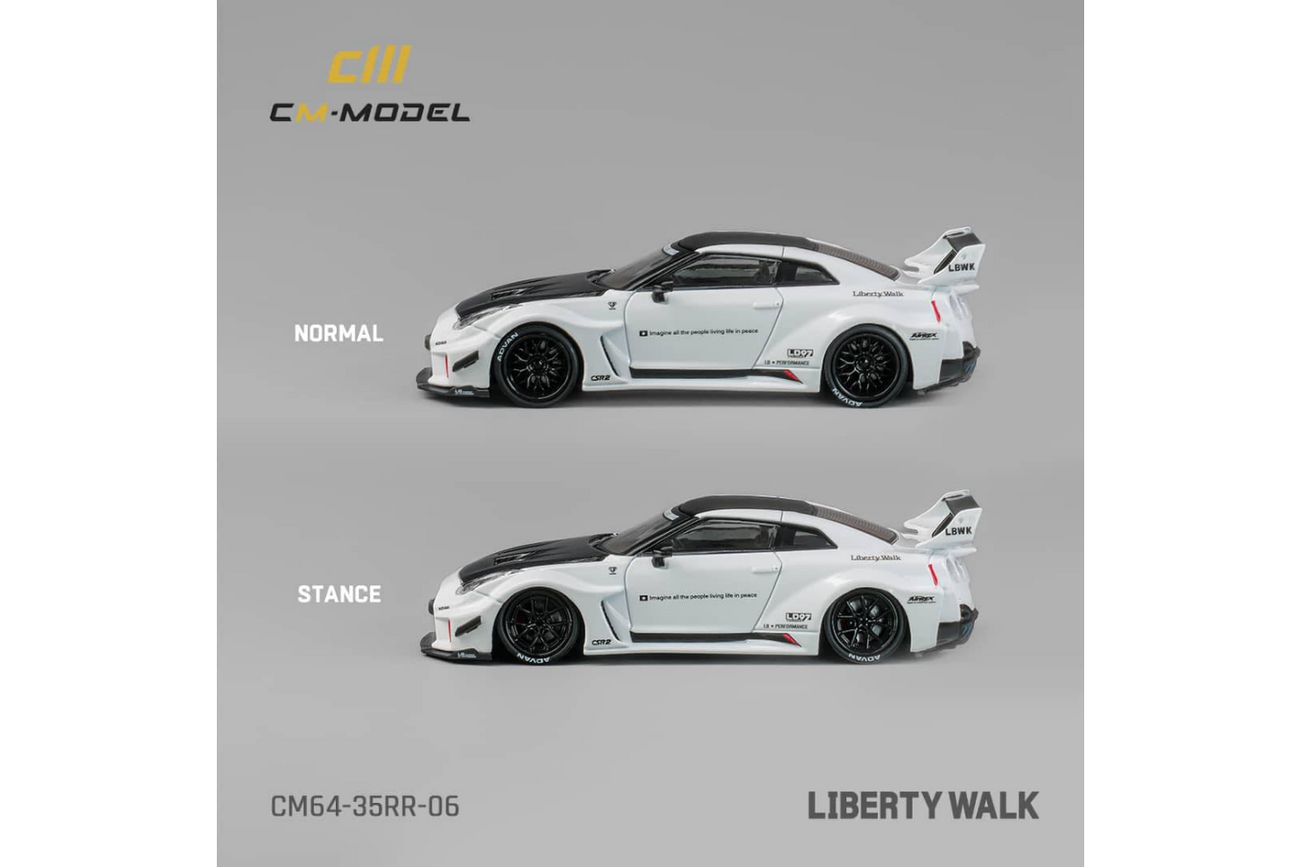 CM Model 1/64 Nissan 35GTRR LBWK Super Silhouette in White