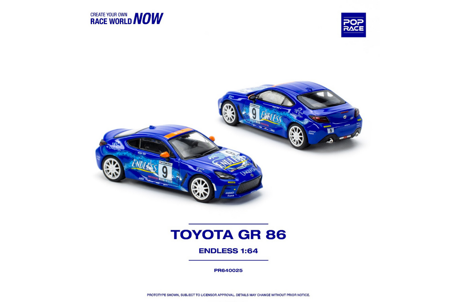 Pop Race 1/64 Toyota GR86 #9 "Endless" in Dark Blue