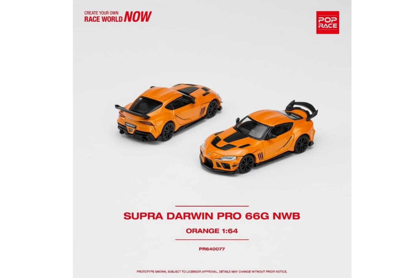 Pop Race 1/64 Toyota Supra (A90) Darwin Pro 66G NWB in Orange