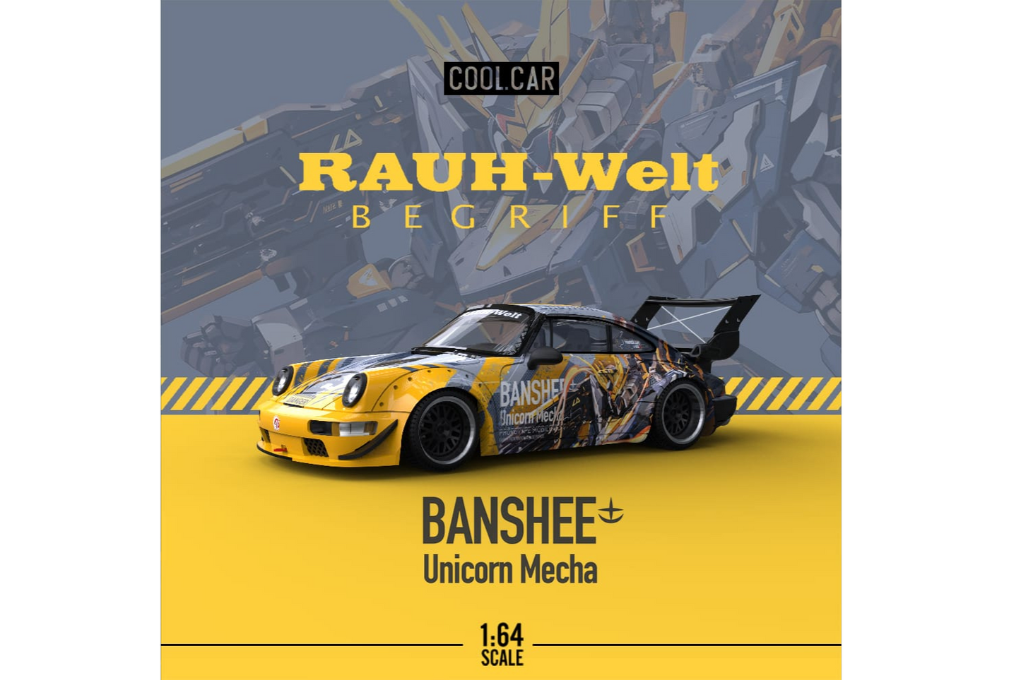 Cool Car 1/64 Porsche 911 RWB 964 "Banshee Unicorn Gundam"