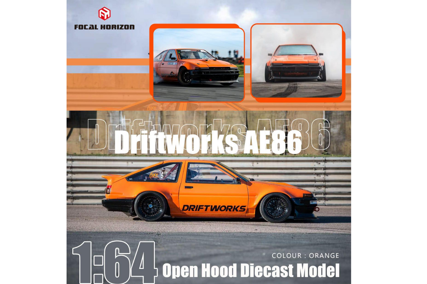 Focal Horizon 1/64 Toyota Sprinter Trueno (AE86) V8 Driftworks DW86 Modified