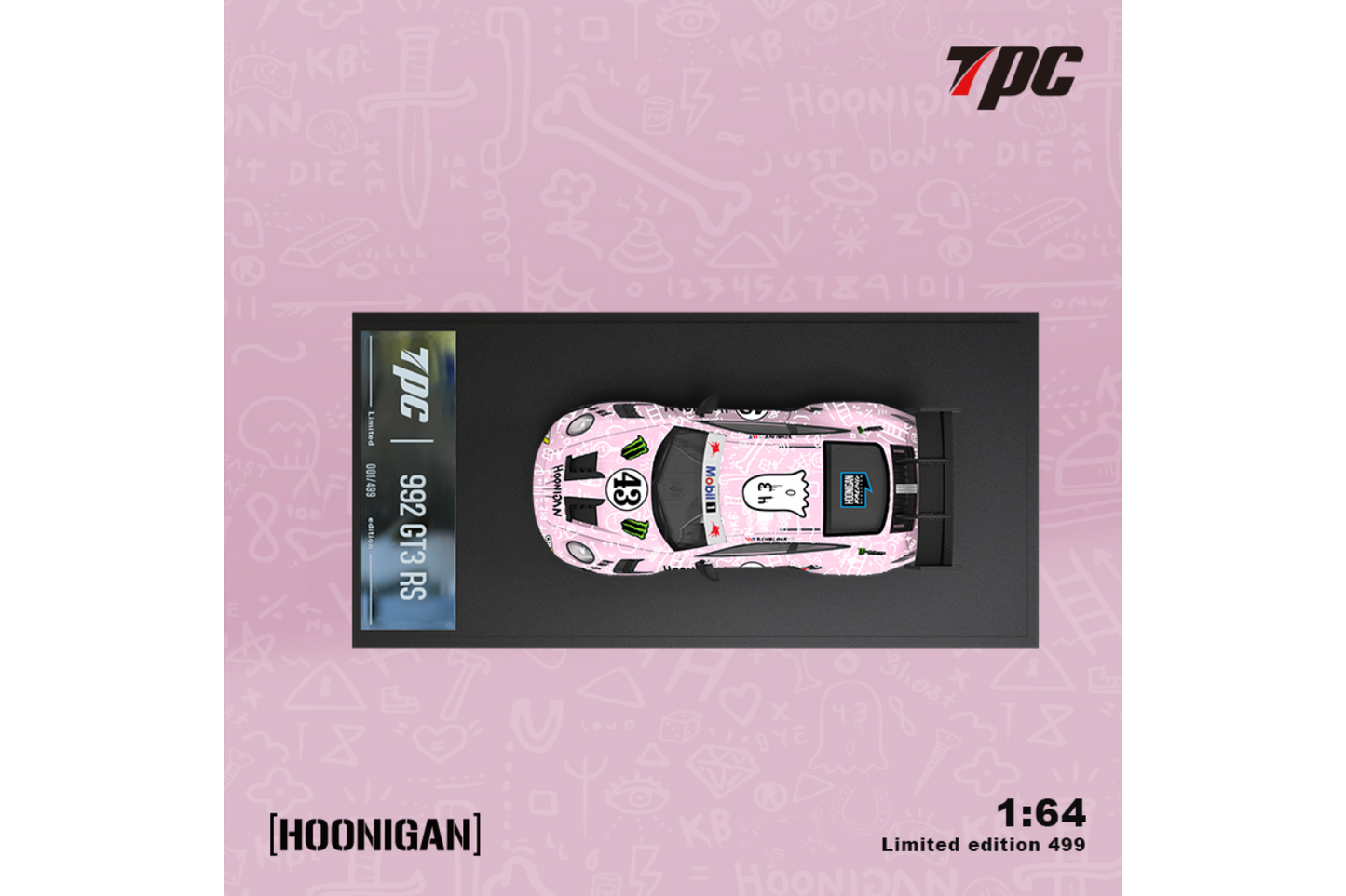 TPC 1/64 RWB VW T1 Van and Porsche 992 GT3 RS Trailer Set in Pink "Hoon" Livery