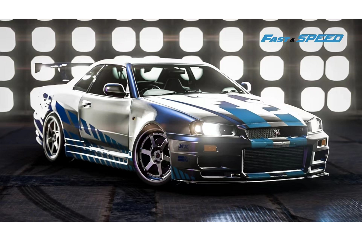 Fast Speed 1/64 Nissan Skyline GT-R (R34) Z-Tune TE37 & High Wing Edition Fast & Furious Livery