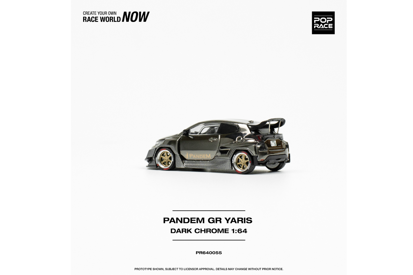 Pop Race 1/64 Rocket Bunny Toyota GR Yaris Pandem Wide Body in Dark Chrome