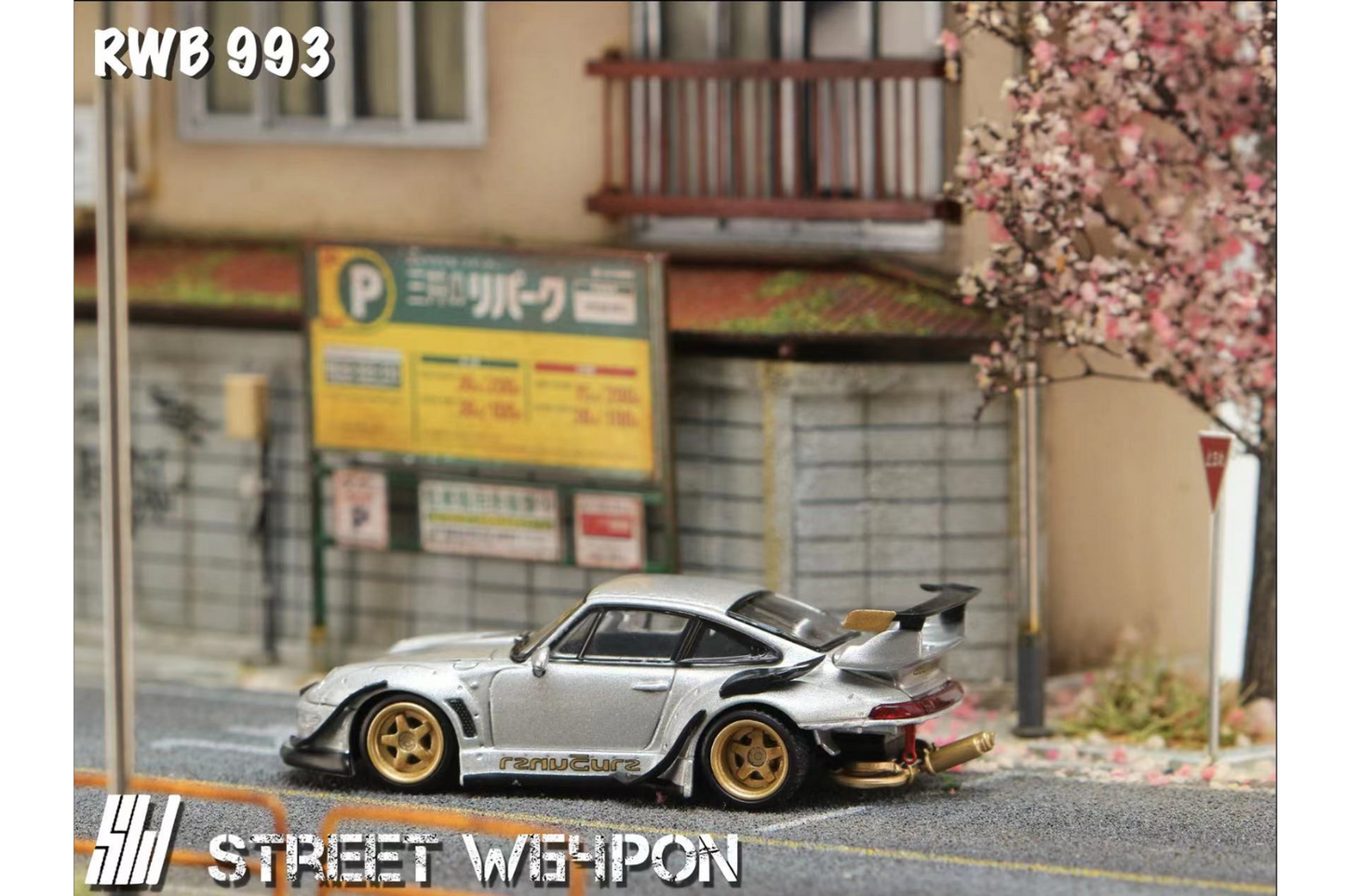 Street Weapon 1/64 Porsche Heavenly RWB 993 Ramintra in Silver