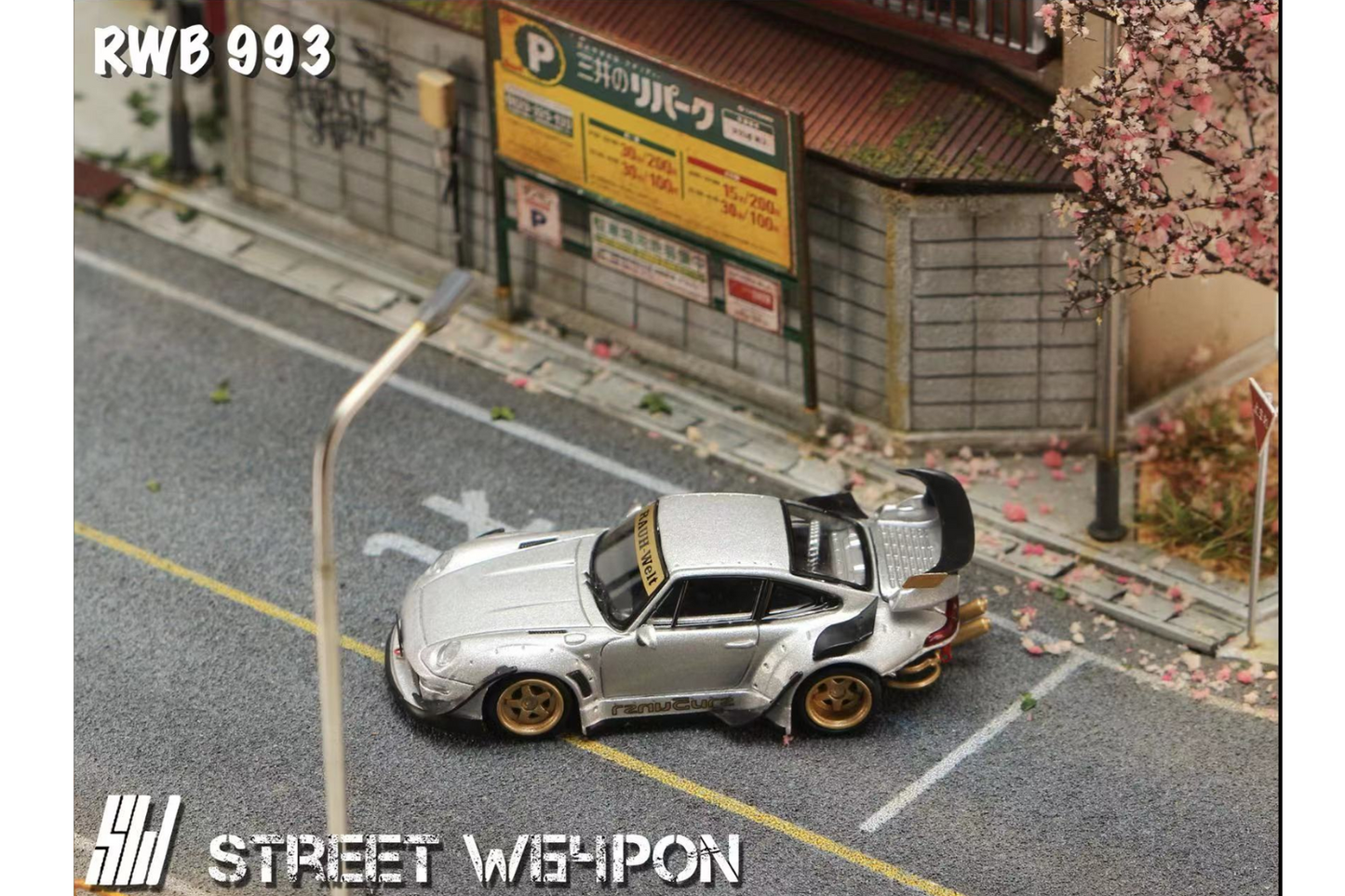 Street Weapon 1/64 Porsche Heavenly RWB 993 Ramintra in Silver