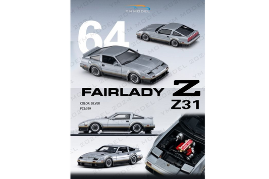 YM Model 1/64 50th Anniversary Limited Edition modified Datsun Fairlady Z (Z31) 300SX T-top in Silver