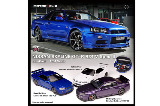 Motorhelix 1/64 Nissan Skyline GT-R (R34) V-Spec II