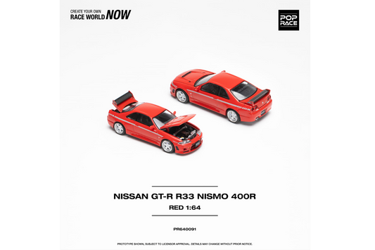 Pop Race 1/64 Nissan Skyline GT-R Nismo 400R (R33) in Red