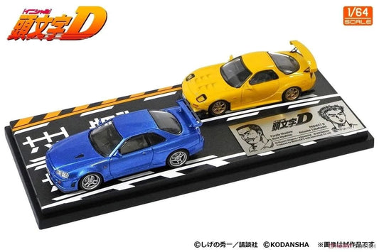 Modeler's Initial D Set Vol.8 Keisuke Takahashi Mazda RX-7 (FD3S) & Kozo Hoshino Nisan Skyline GT-R (BNR34) Blue