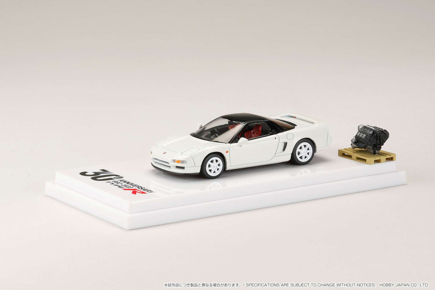 Hobby Japan 1/64 Honda NSX (NA1) Type R 1994 30th Anniversary with Engine Display Model in Championship White