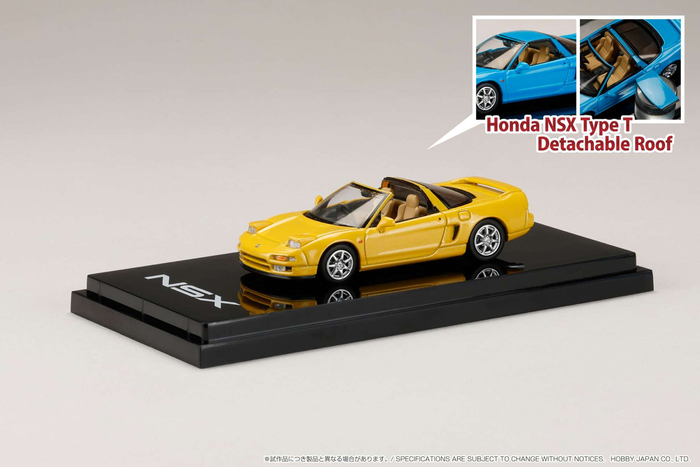 Hobby Japan 1/64 Honda NSX Type T with Detachable Roof in Indy Yellow Pearl