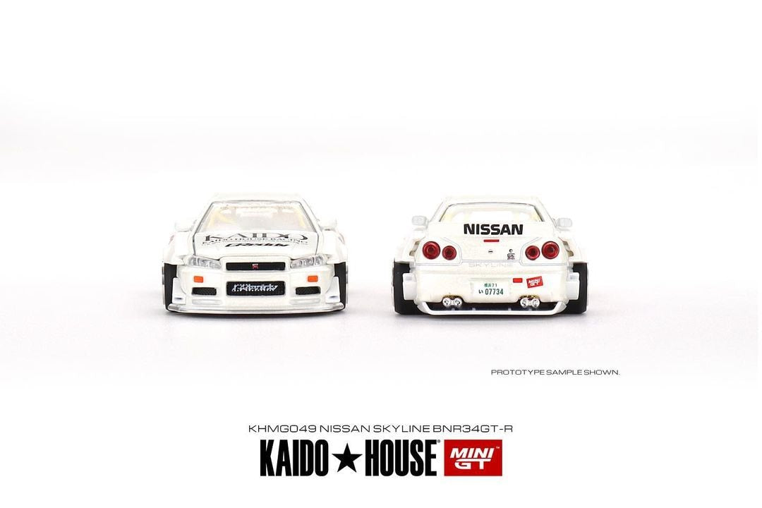 Mini GT x Kaido House Nissan Skyline BNR34 GT-R in White