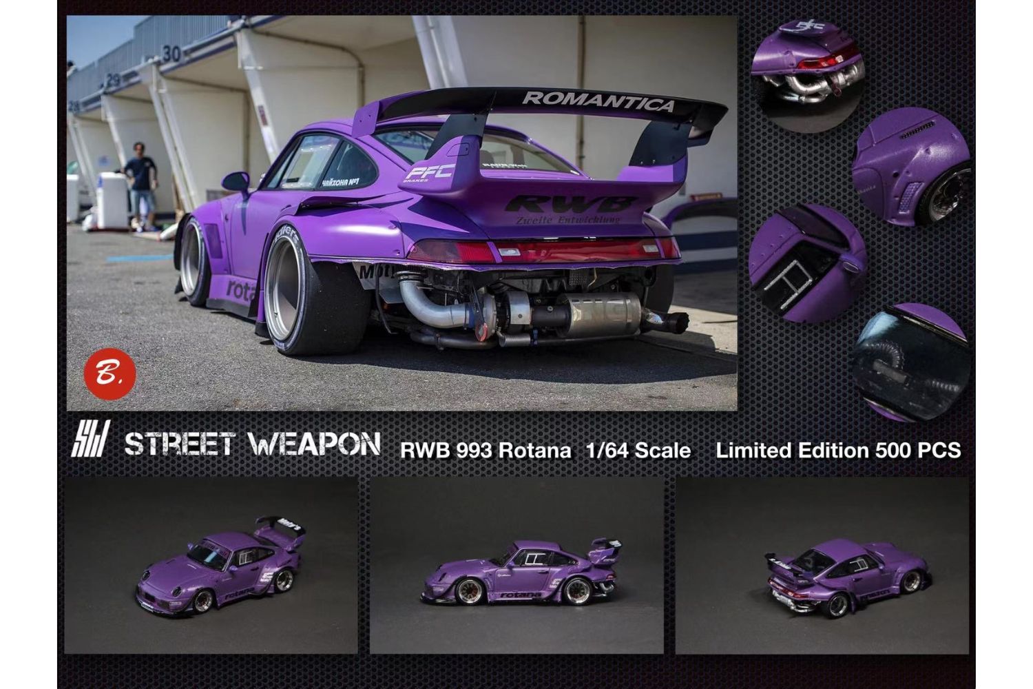 Street Weapon 1/64 Porsche RWB 993 Rotana with Voltex Wing – Rocketbox ...